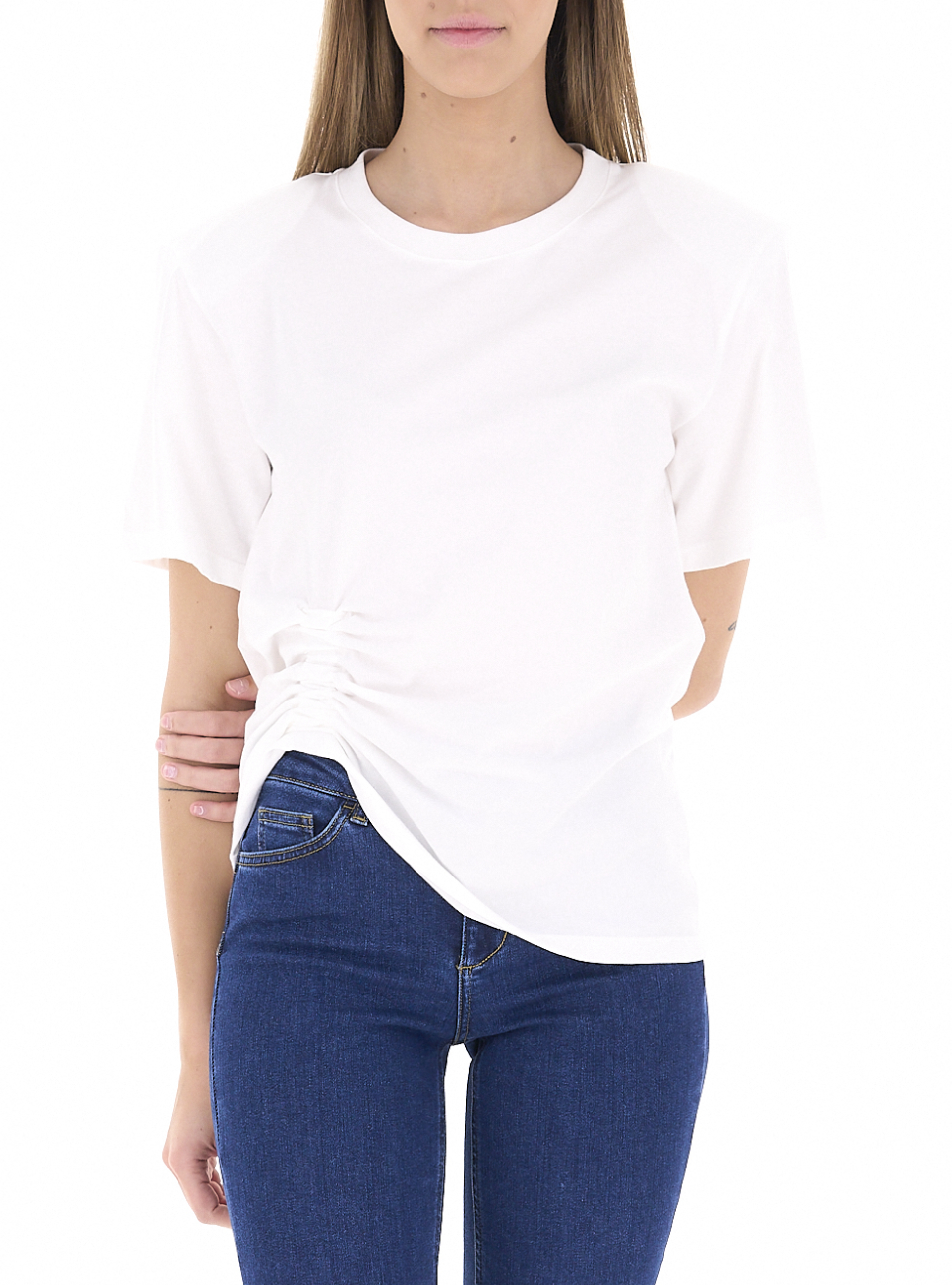 T-shirt con drappeggio BIANCO