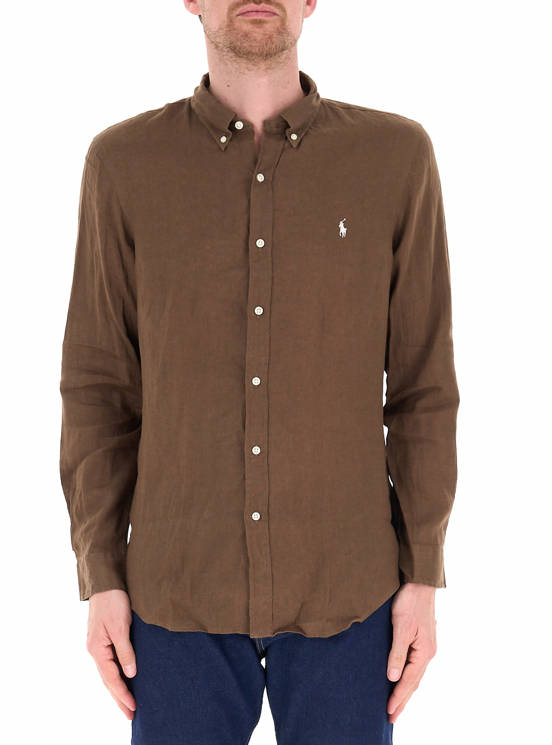 Camicia in lino POLO MARRONE