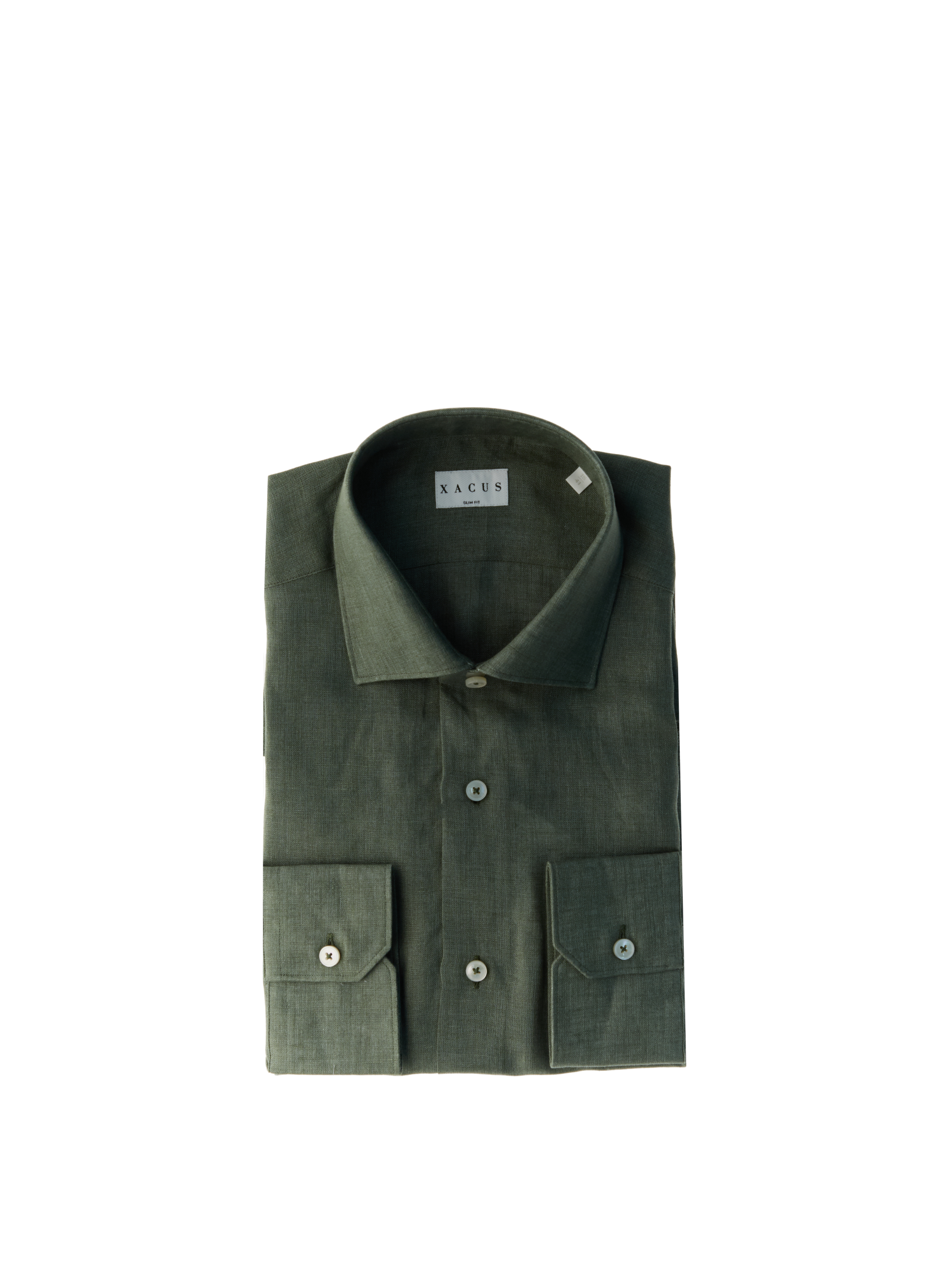 XACUS Camicia in lino VERDE OLIVA