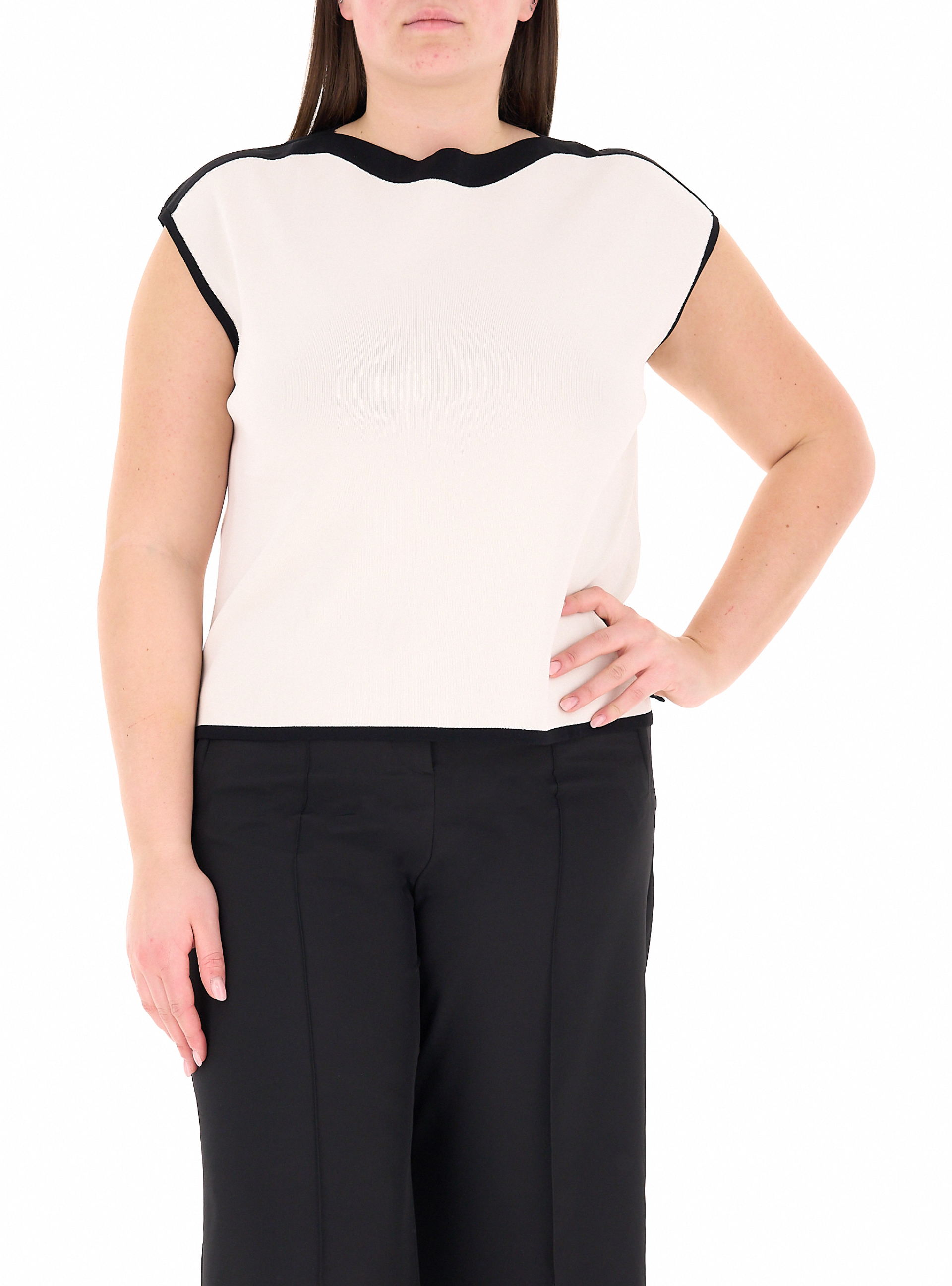 ELENA MIRO' Maglia smanicata PANNA