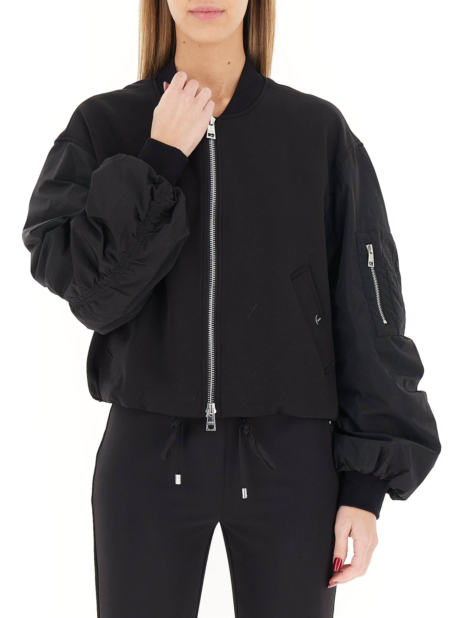 Bomber con zip LIU JEANS NERO