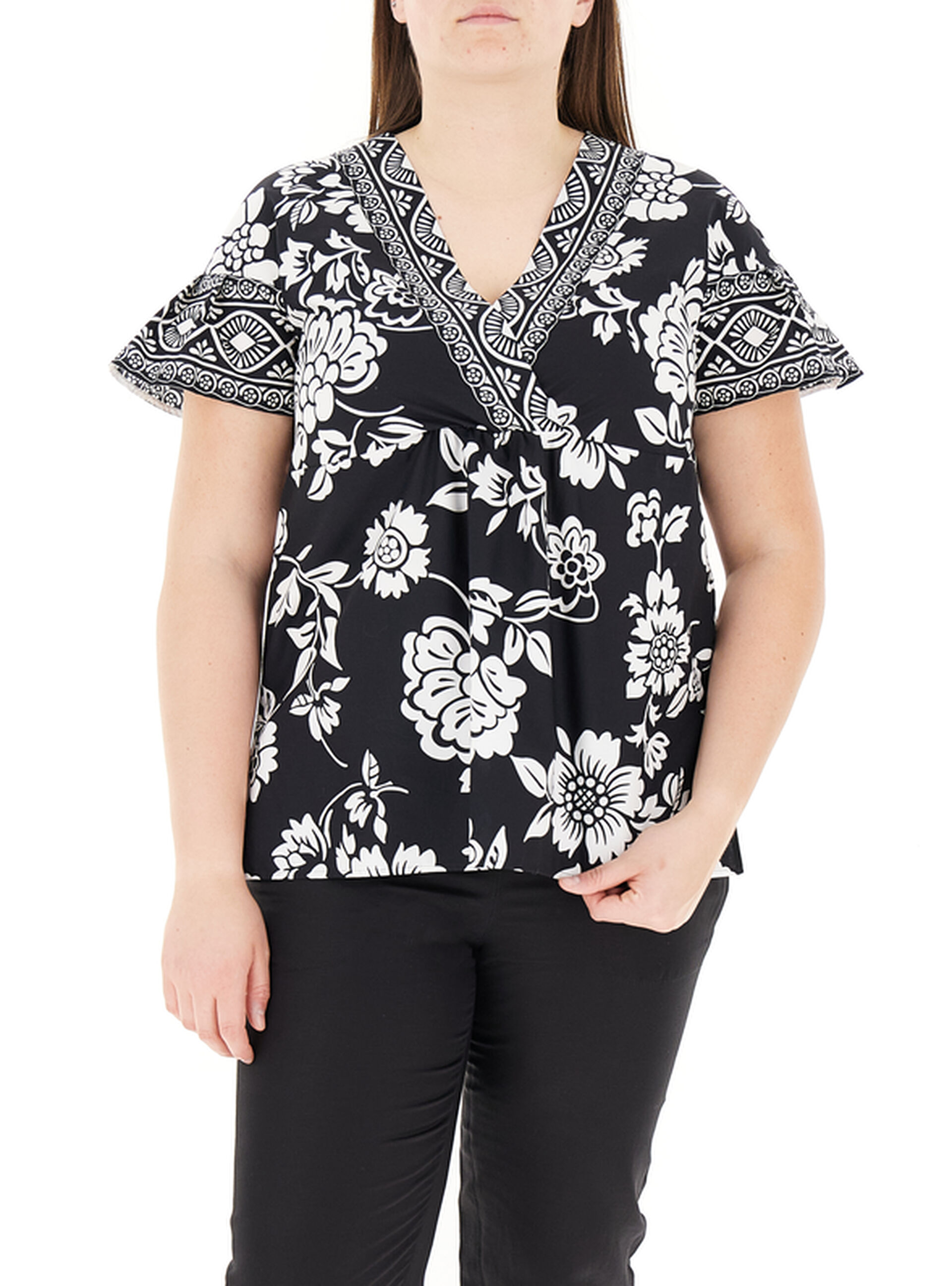 Blusa scollo a V NERO