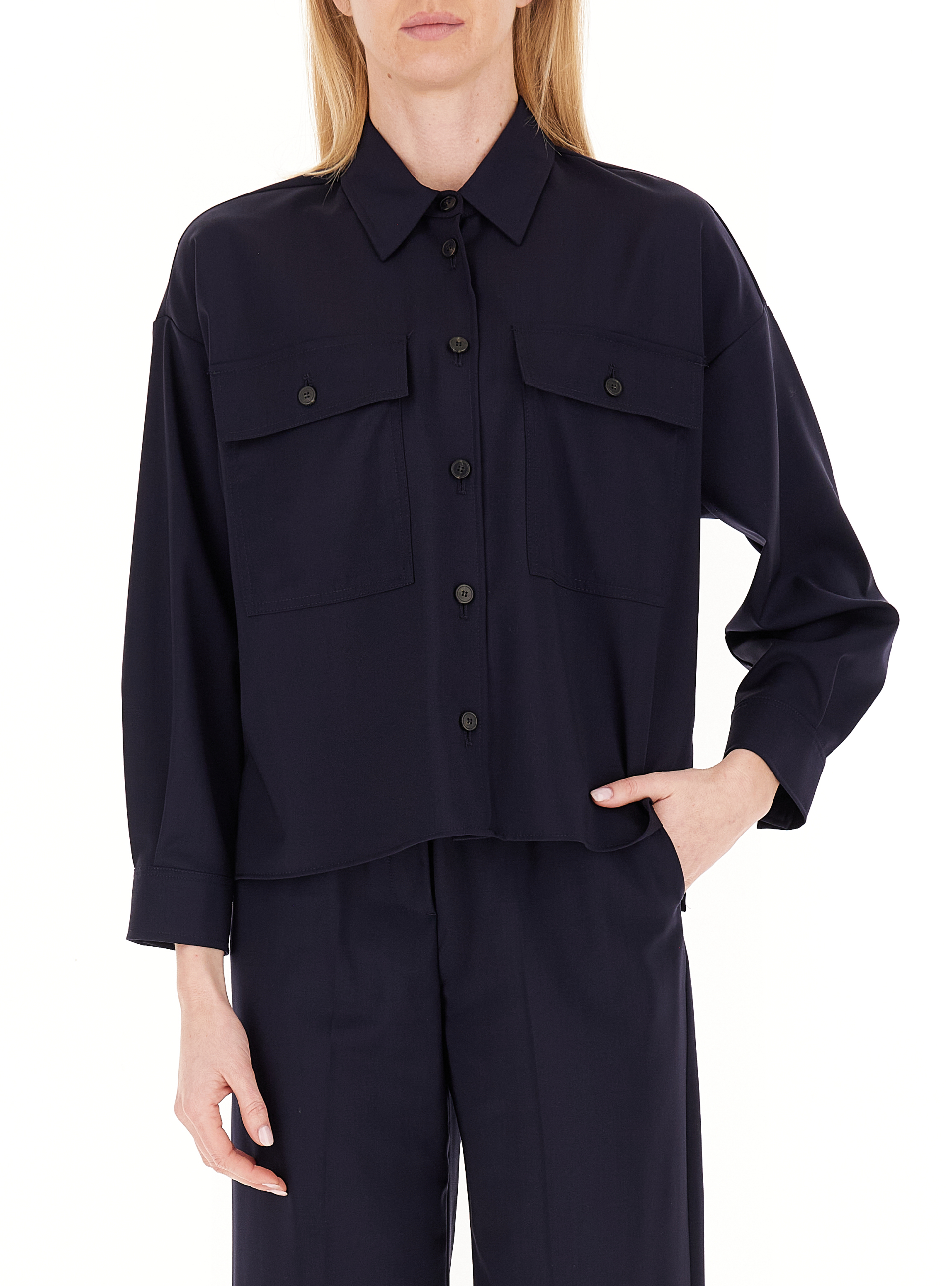 Camicia lana vergine BLU SCURO