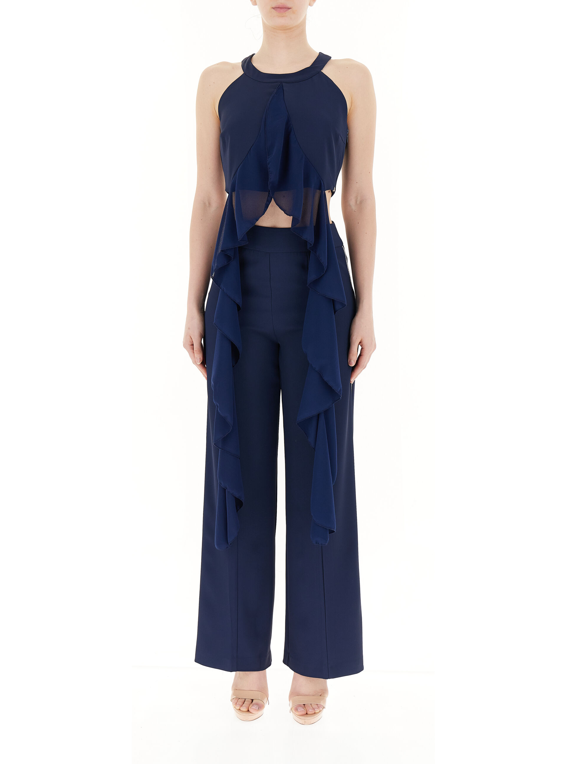 RINASCIMENTO Top con volant BLU