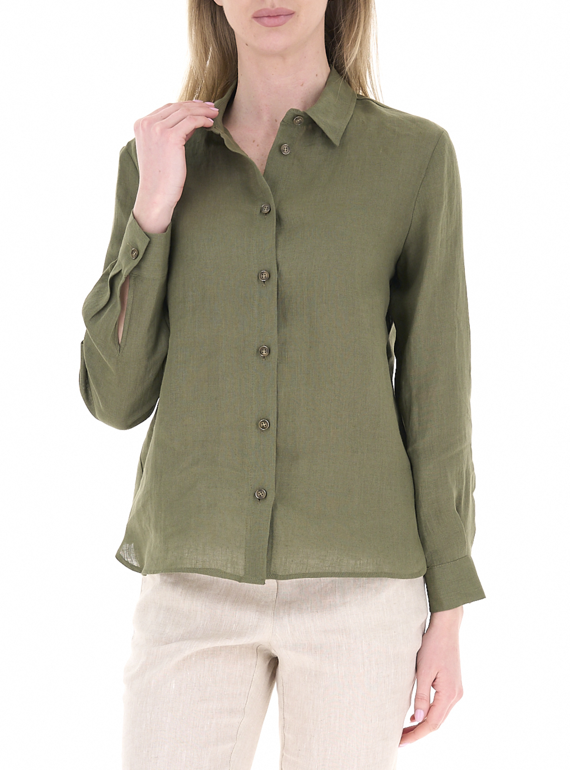 Camicia in lino VERDE OLIVA 44