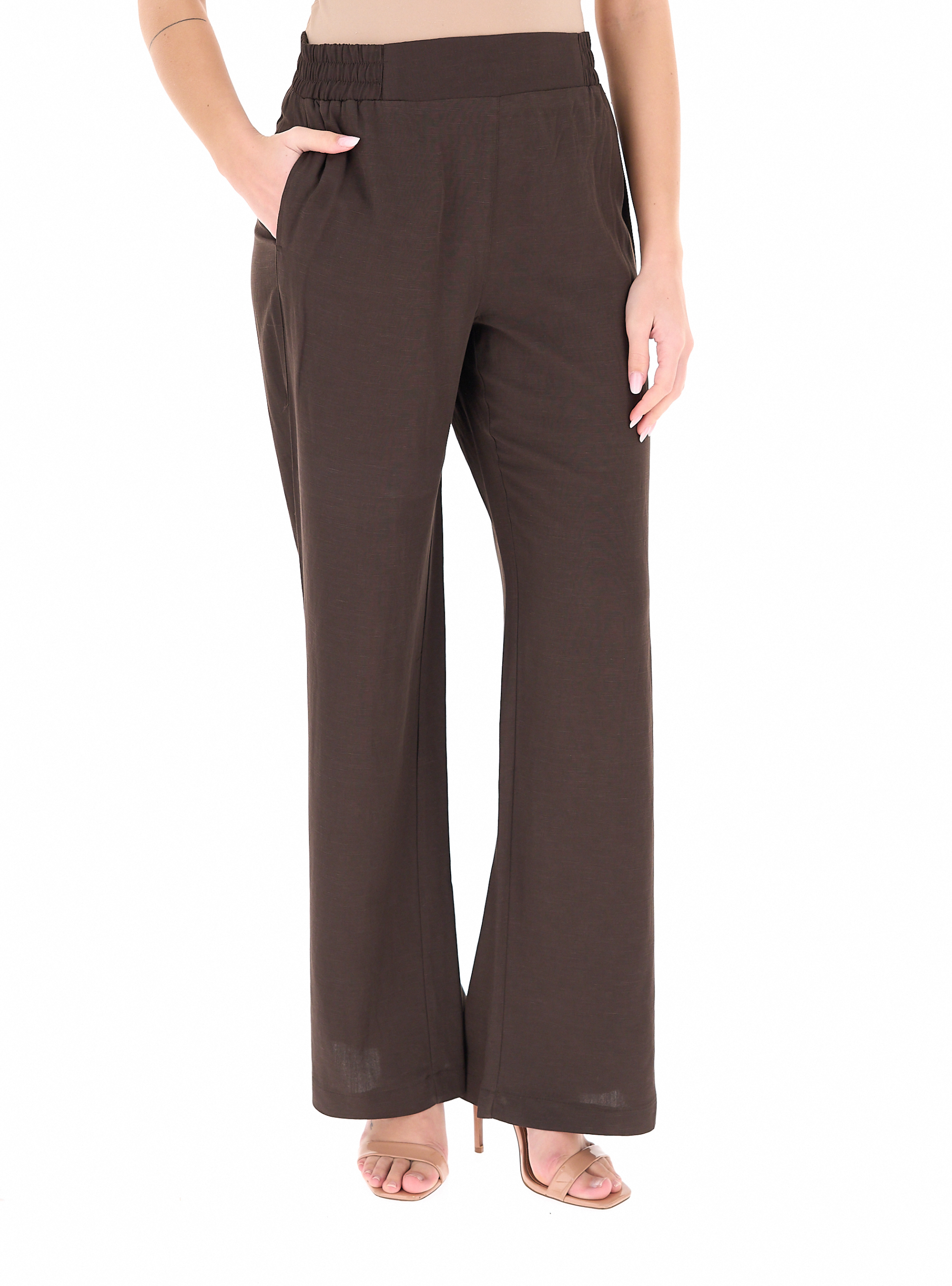 Pantalone Wide Leg MARRONE 46