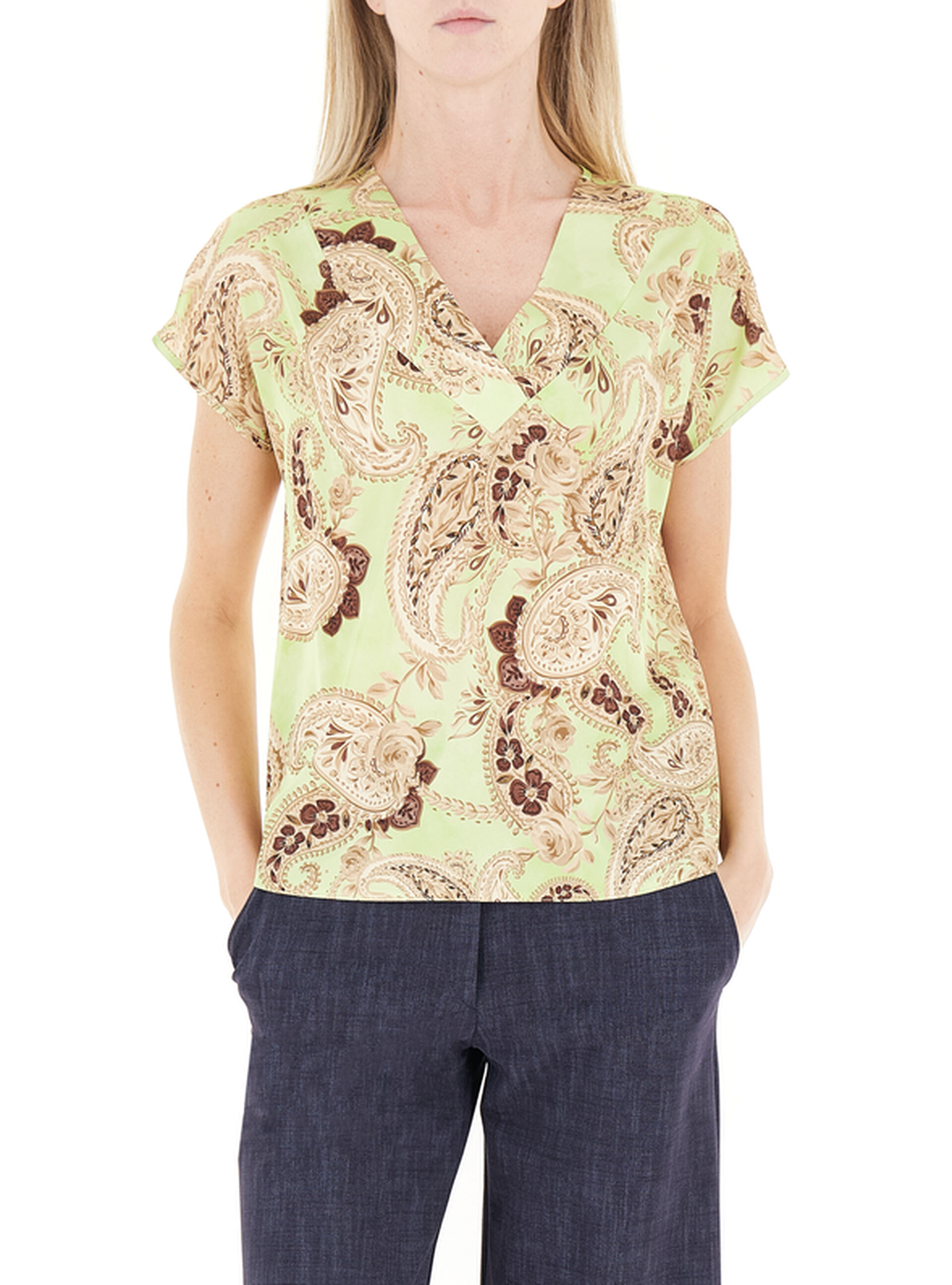 Blusa scollo V VERDE CHIARO