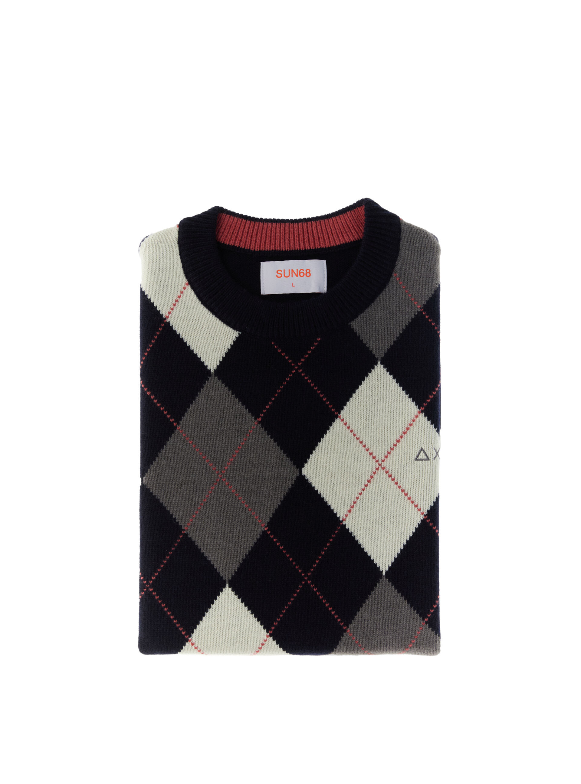 SUN68 Maglione a rombi NERO