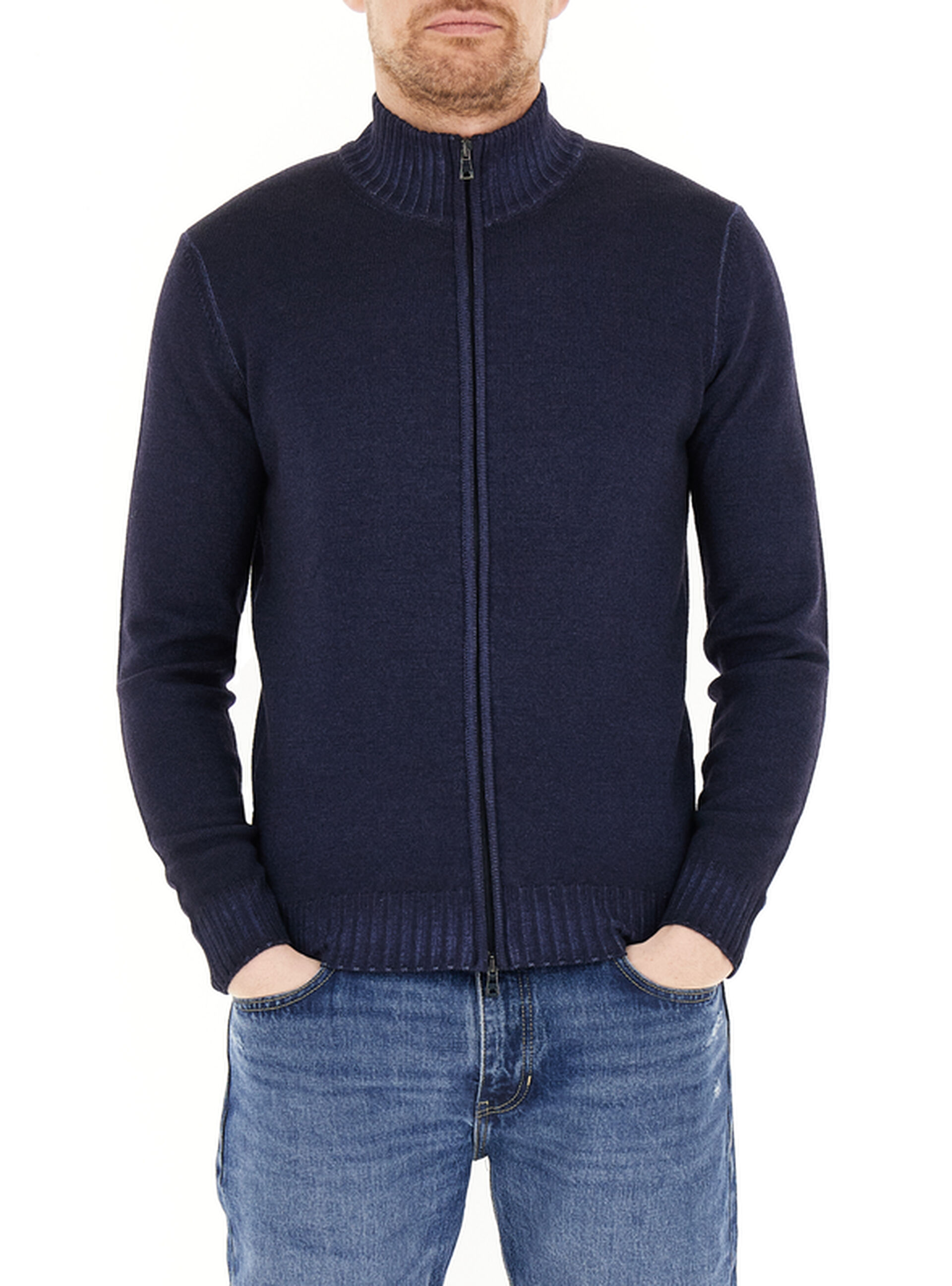 Cardigan con zip BLU NAVY 56