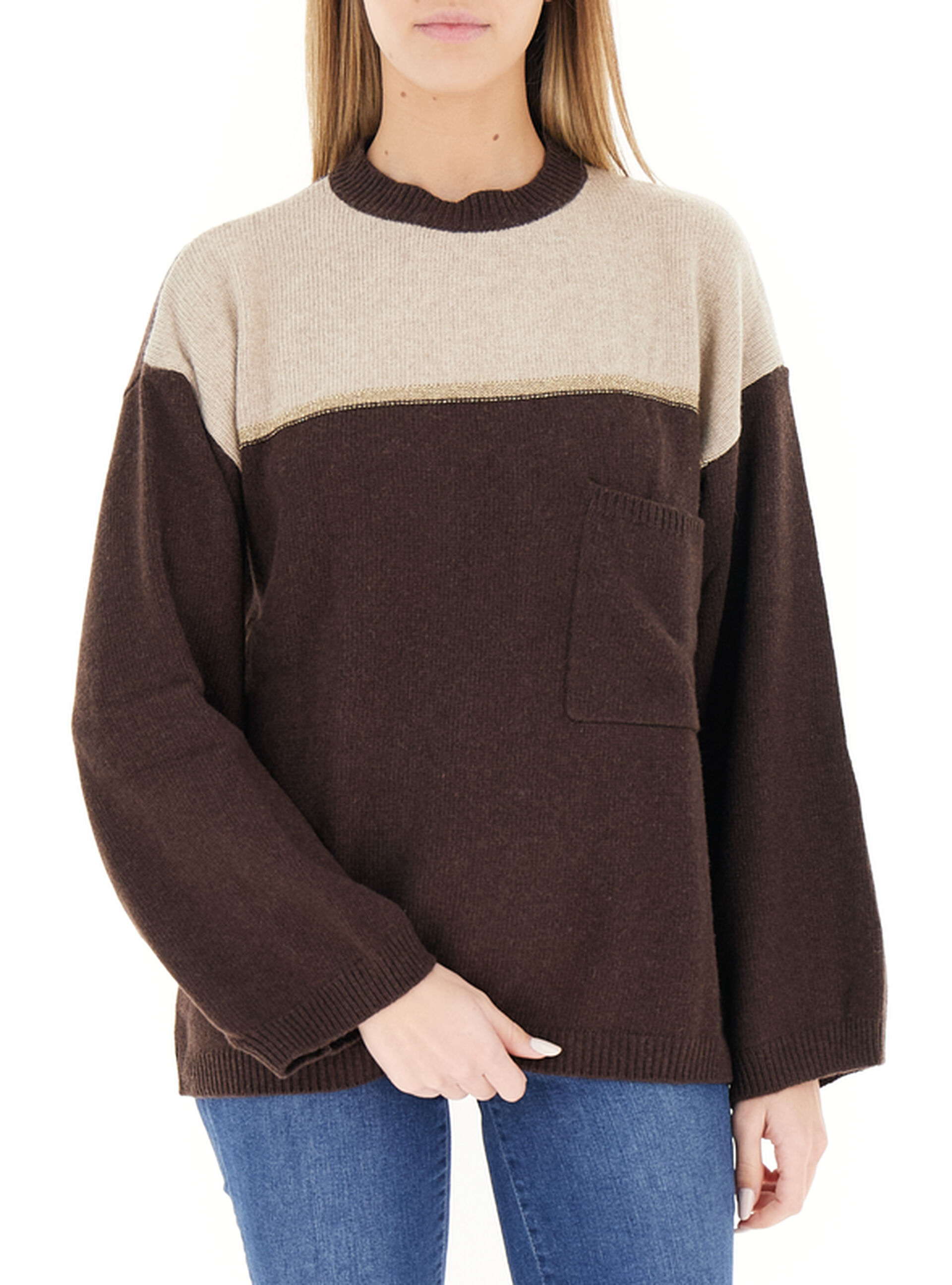 Maglione misto cashmere MARRONE UNI