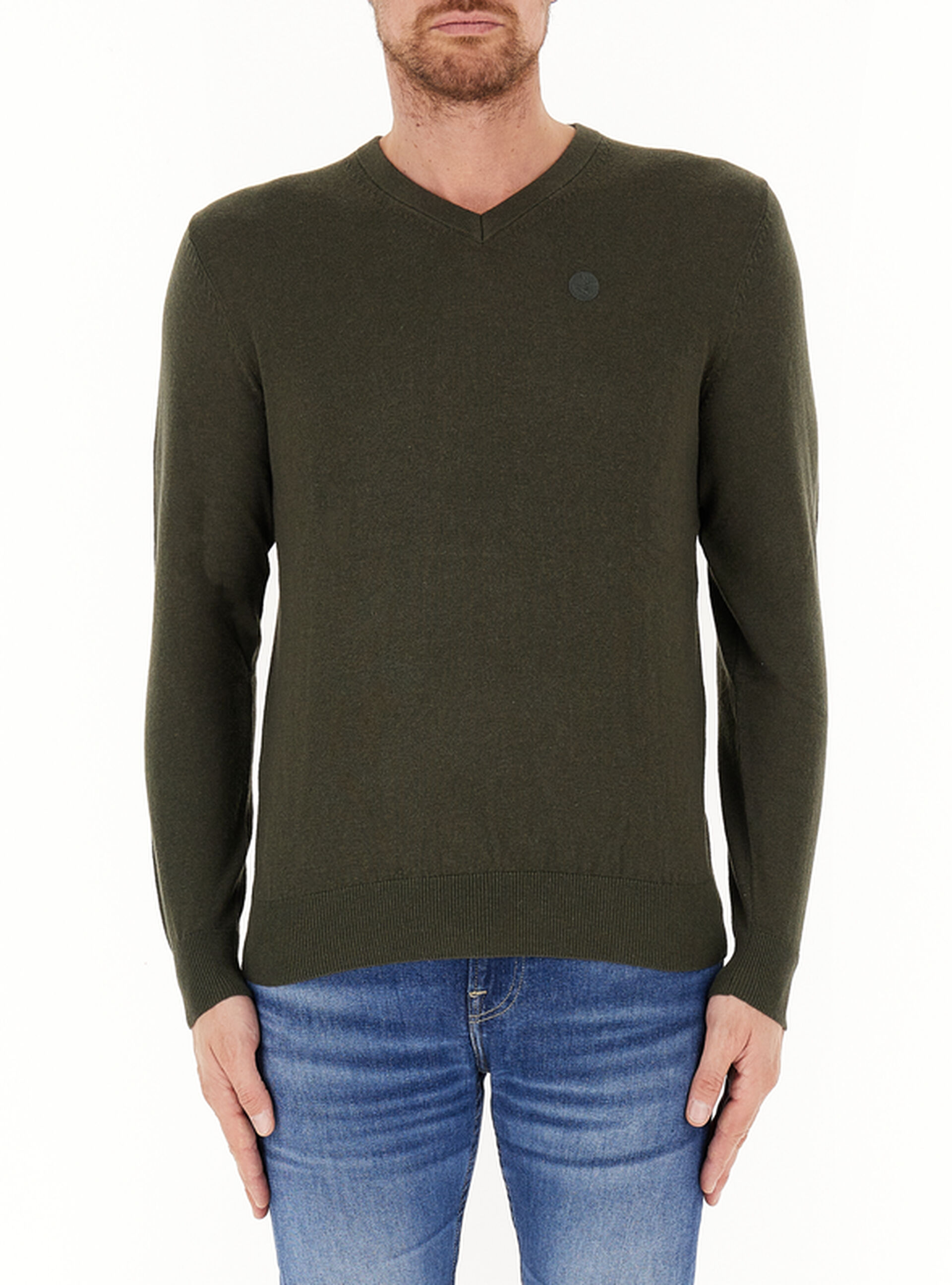 Maglione V Lana VERDE MILITARE XL