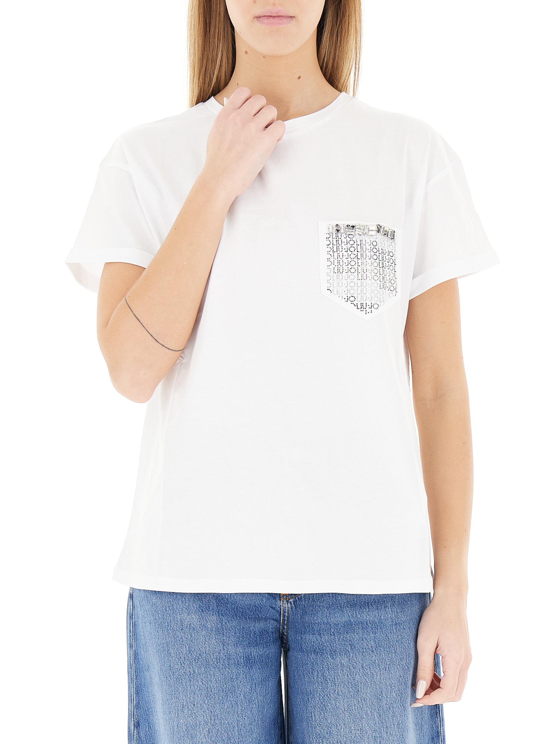 T-shirt misto viscosa LIU JEANS PANNA XS
